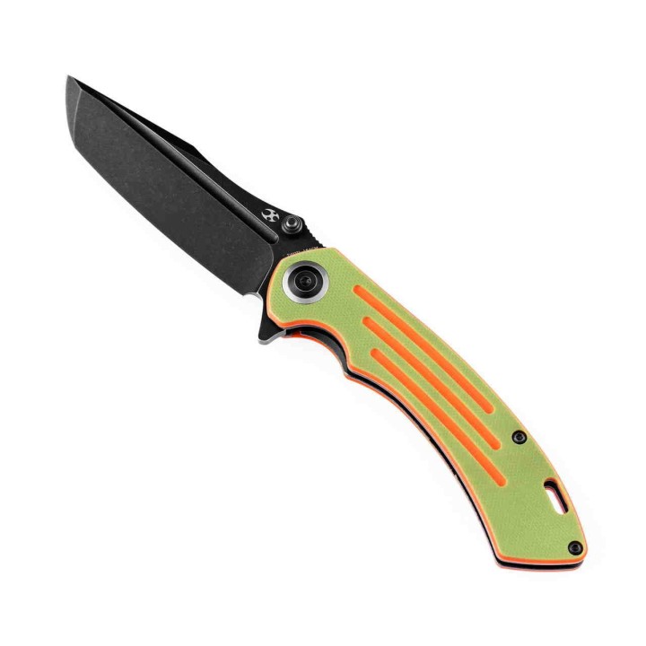 Couteau Kansept Pretatout Green/Orange Manche G10 Lame Acier 154CM IKBS Linerlock Clip KT1032T2 - Livraison Gratuite