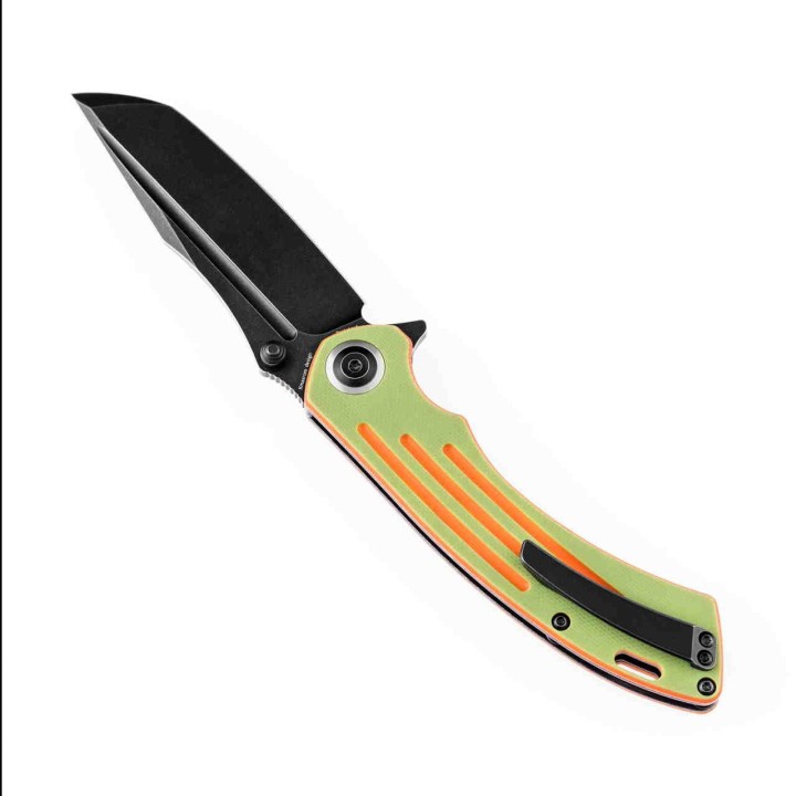 Couteau Kansept Pretatout Green/Orange Manche G10 Lame Acier 154CM IKBS Linerlock Clip KT1032T2 - Livraison Gratuite