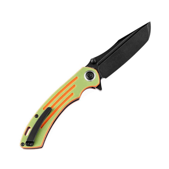 Couteau Kansept Pretatout Green/Orange Manche G10 Lame Acier 154CM IKBS Linerlock Clip KT1032T2 - Livraison Gratuite