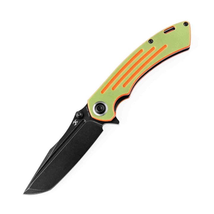 Couteau Kansept Pretatout Green/Orange Manche G10 Lame Acier 154CM IKBS Linerlock Clip KT1032T2 - Livraison Gratuite