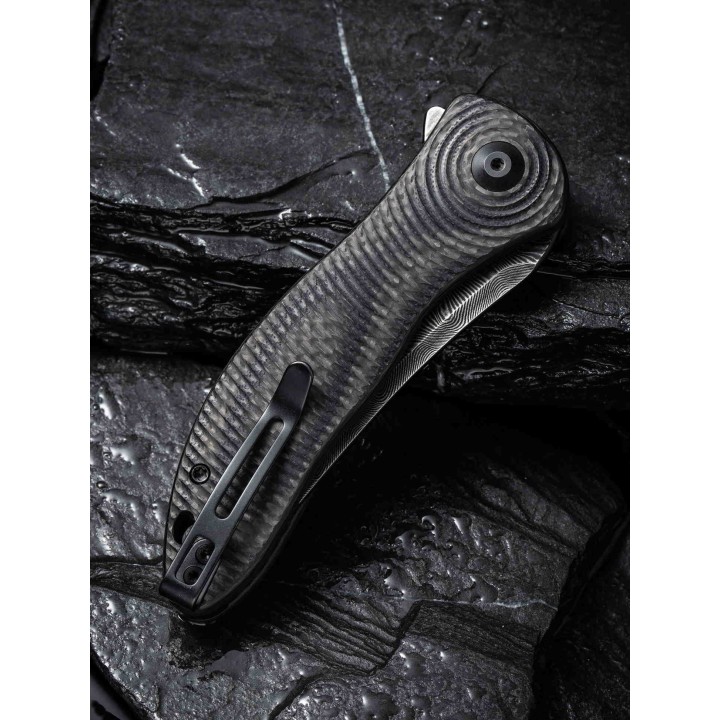 C20075ADS1 CIVIVI Synergy 3 Damascus Blade 3D G10/Twill CFiber Handles IKBS Linerlock Clip - Livraison Gratuite