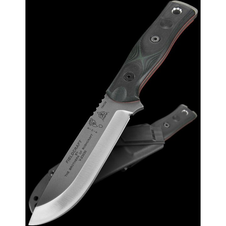Couteau TOPS BOB Fieldcraft Hunter Lame Acier 154CM Manche Green/Black G10 Etui Kydex USA TPBROS154GB - Livraison Gratuite