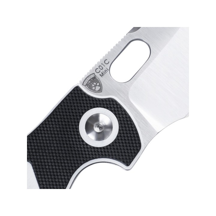 Couteau Kizer Cutlery Mini Sheepdog C01C Black/White Lame Acier 154CM Manche G-10 IKBS Clip KIV3488C7 - Livraison Gratuite