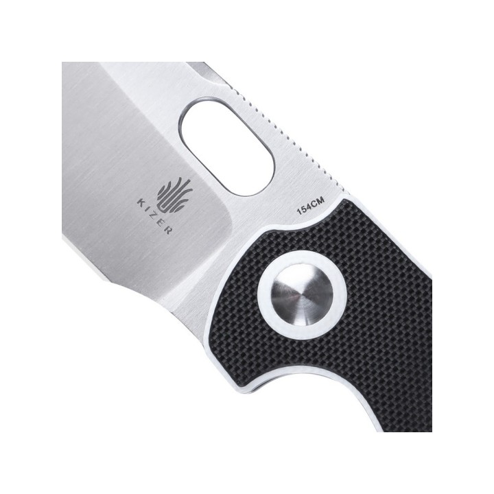 Couteau Kizer Cutlery Mini Sheepdog C01C Black/White Lame Acier 154CM Manche G-10 IKBS Clip KIV3488C7 - Livraison Gratuite