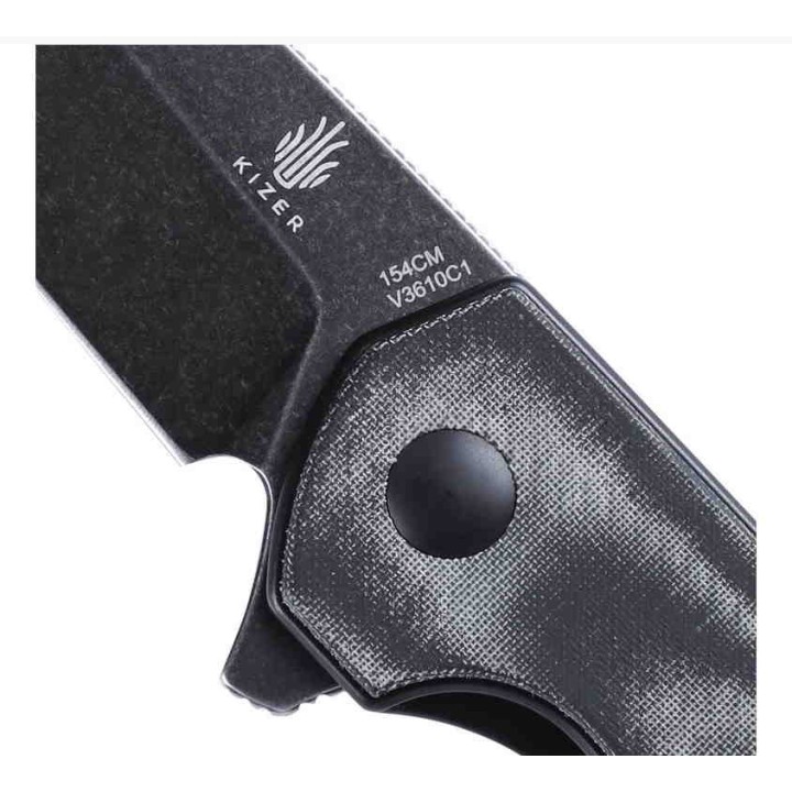 Couteau Kizer LP Black Manche Micarta Lame Acier 154CM IKBS Linerlock Clip KIV3610C1 - Livraison Gratuite
