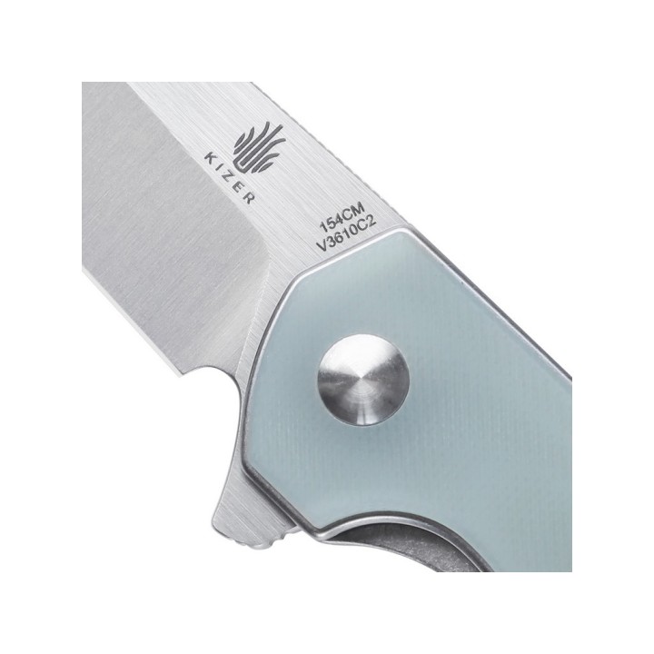 Couteau Kizer LP Transparent Manche G10 Lame Acier 154CM IKBS Linerlock Clip KIV3610C2 - Livraison Gratuite