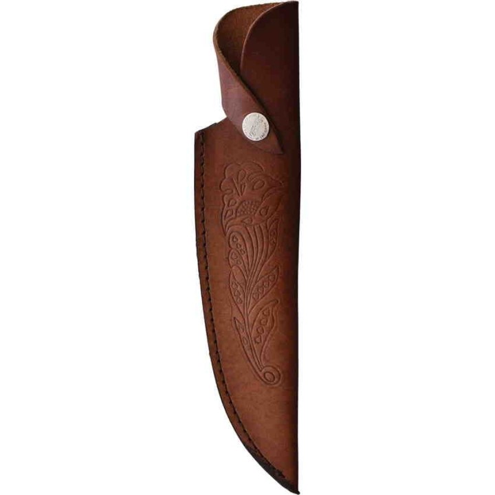 Couteau de Chasse Marbles Bowie Crown Stag Lame Acier Inox Manche Bois de Cerf Etui Cuir MR489 - Livraison Gratuite