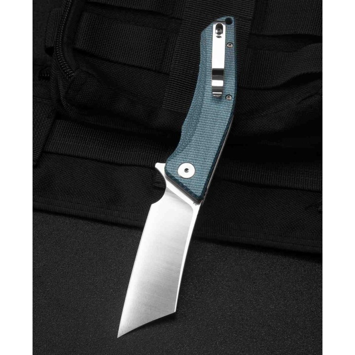 Couteau Bestech Cubis Blue Manche Micarta Lame Acier D2 IKBS Linerlock Clip BTKG42C - Livraison Gratuite