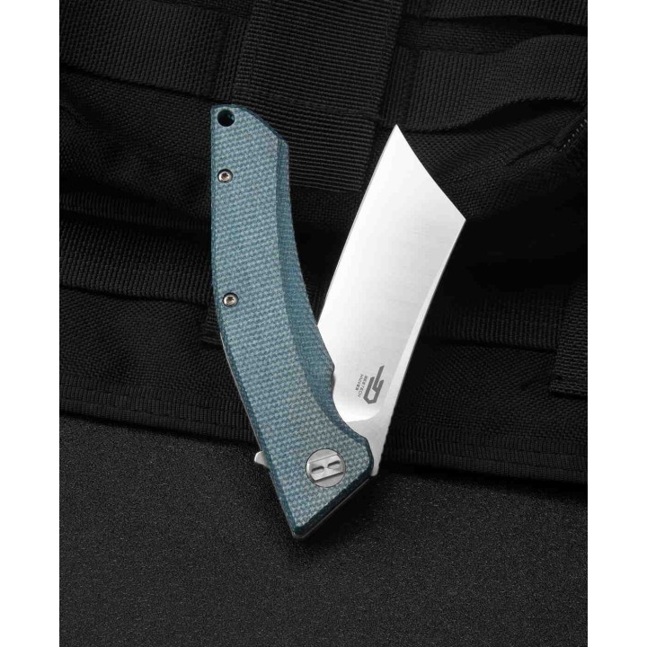 Couteau Bestech Cubis Blue Manche Micarta Lame Acier D2 IKBS Linerlock Clip BTKG42C - Livraison Gratuite