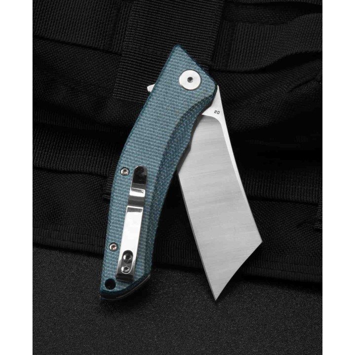 Couteau Bestech Cubis Blue Manche Micarta Lame Acier D2 IKBS Linerlock Clip BTKG42C - Livraison Gratuite