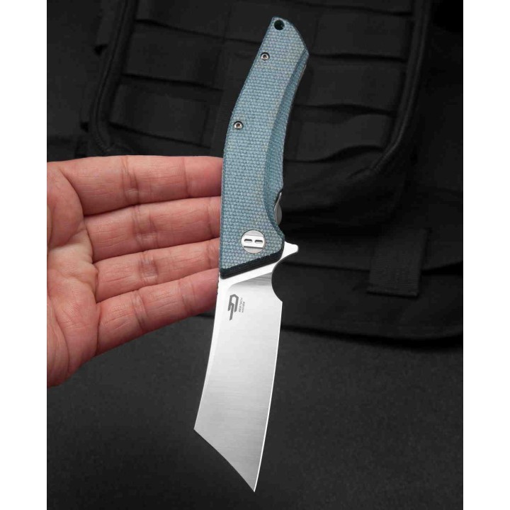 Couteau Bestech Cubis Blue Manche Micarta Lame Acier D2 IKBS Linerlock Clip BTKG42C - Livraison Gratuite