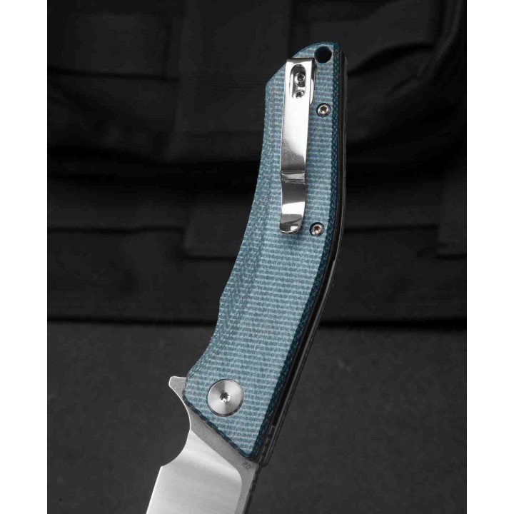 Couteau Bestech Cubis Blue Manche Micarta Lame Acier D2 IKBS Linerlock Clip BTKG42C - Livraison Gratuite