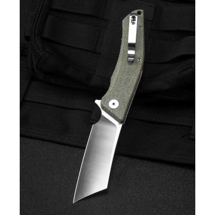 Couteau Bestech Cubis Beige Manche Micarta Lame Acier D2 IKBS Linerlock Clip BTKG42B - Livraison Gratuite