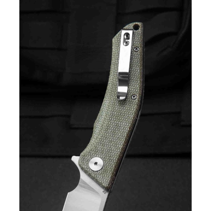 Couteau Bestech Cubis Beige Manche Micarta Lame Acier D2 IKBS Linerlock Clip BTKG42B - Livraison Gratuite