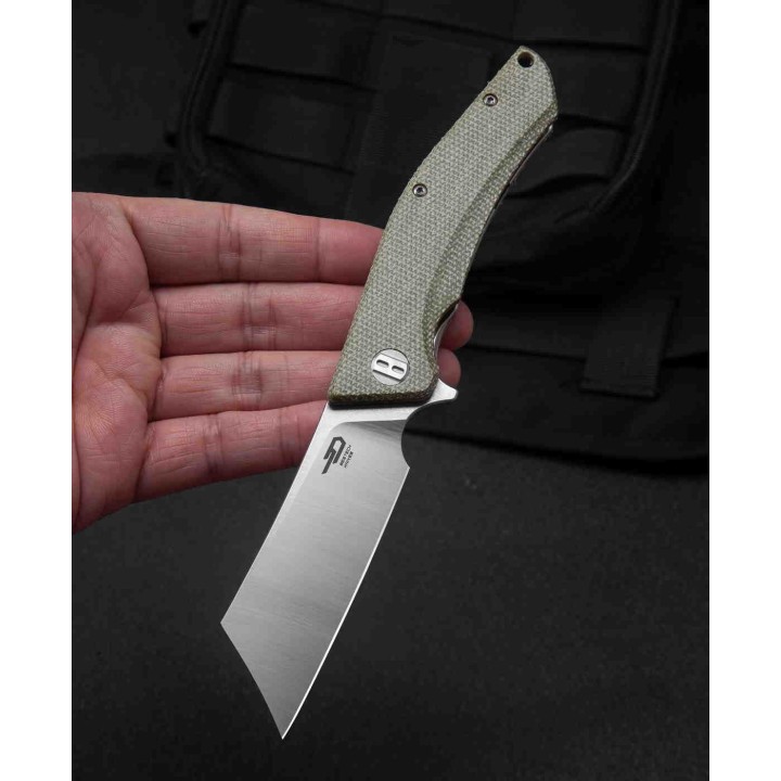 Couteau Bestech Cubis Beige Manche Micarta Lame Acier D2 IKBS Linerlock Clip BTKG42B - Livraison Gratuite