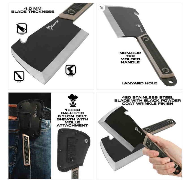 Couperet Reapr Versa CLEAVER Lame Acier 420 Manche TPR Etui Nylon SHF11016 - Livraison Gratuite
