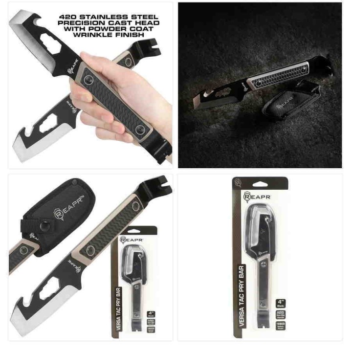 Couteau Pied De Biche Reapr Versa Tac Pry Bar Lame Acier 420 Etui Nylon SHF11015 - Livraison Gratuite