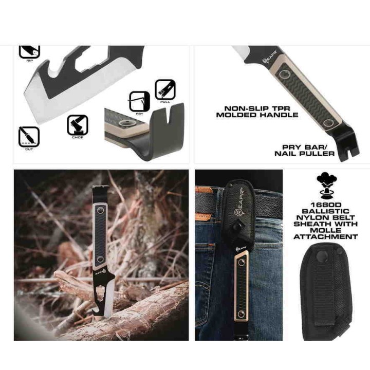Couteau Pied De Biche Reapr Versa Tac Pry Bar Lame Acier 420 Etui Nylon SHF11015 - Livraison Gratuite