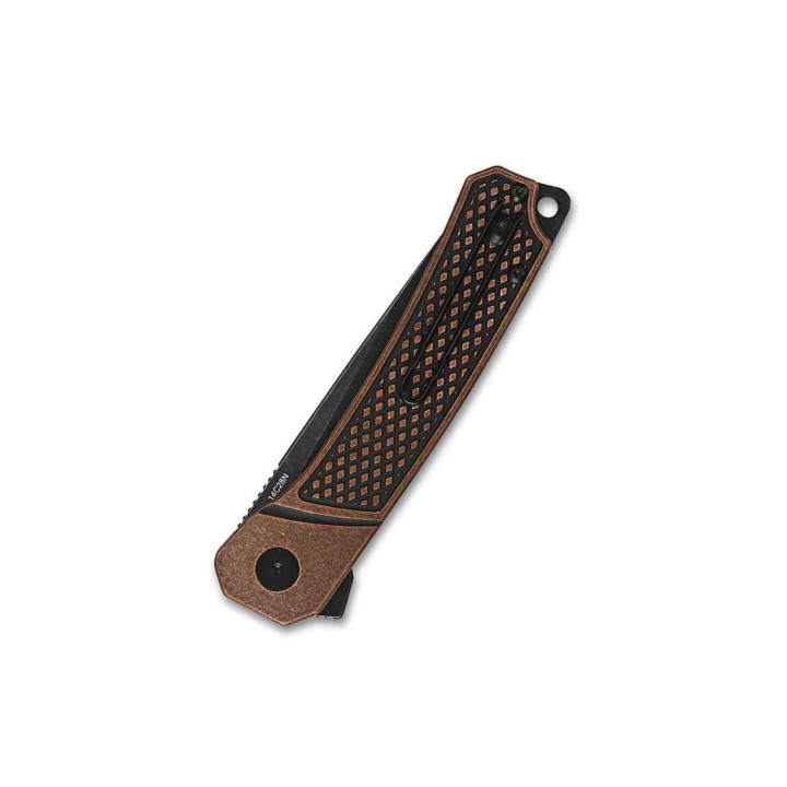Couteau QSP Osprey Copper Black Lame Acier 14C28N Manche Cuivre IKBS Linerlock Clip QS139E2 - Livraison Gratuite