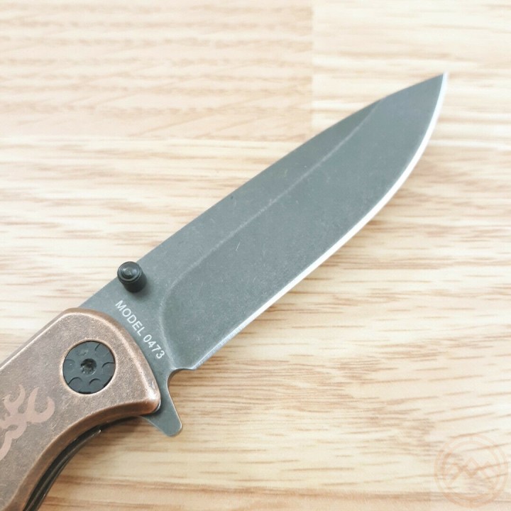 Couteau Browning River Copper Manche Cuivre Lame Acier D2 Linerlock Clip BR0473 - Livraison Gratuite