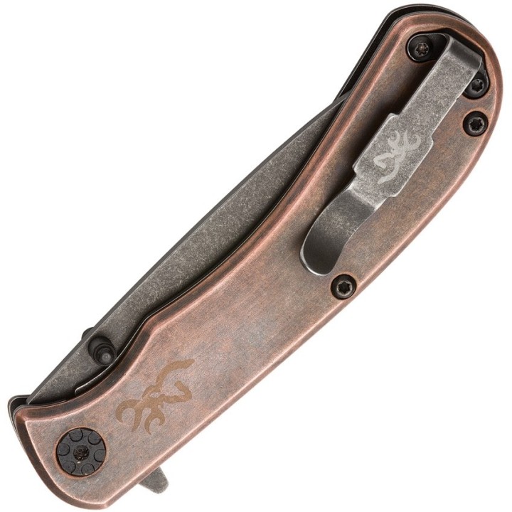 Couteau Browning River Copper Manche Cuivre Lame Acier D2 Linerlock Clip BR0473 - Livraison Gratuite