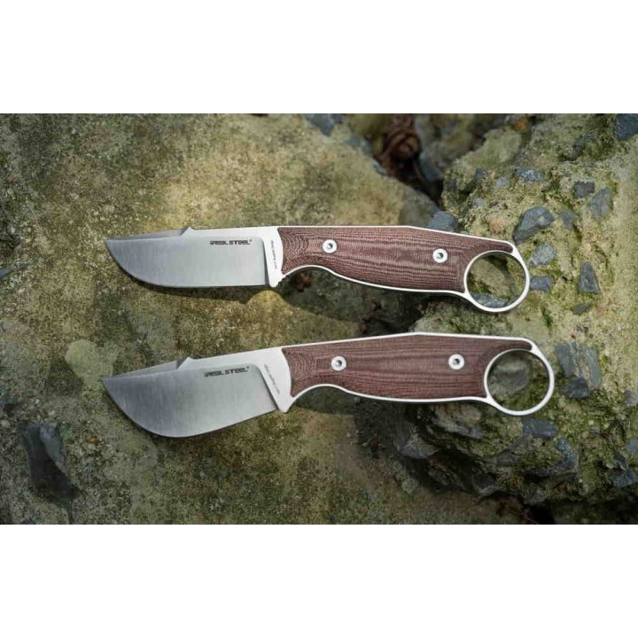 Couteau Real Steel Furrier Skinner Lame Acier N690 Manche Red Micarta Etui Cuir RS3611RM - Livraison Gratuite