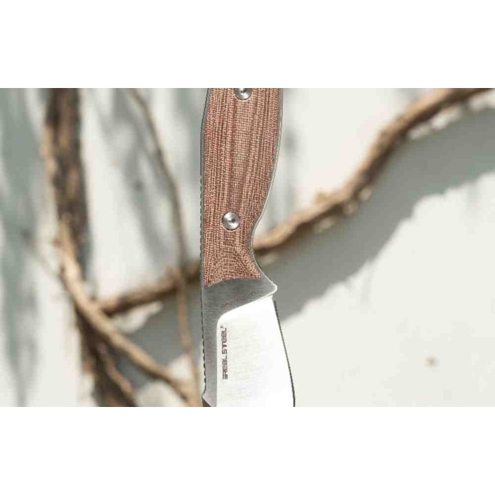 Couteau Real Steel Furrier Skinner Lame Acier N690 Manche Red Micarta Etui Cuir RS3611RM - Livraison Gratuite
