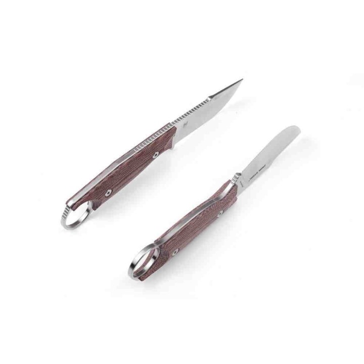 Couteau Real Steel Furrier Skinner Lame Acier N690 Manche Red Micarta Etui Cuir RS3611RM - Livraison Gratuite