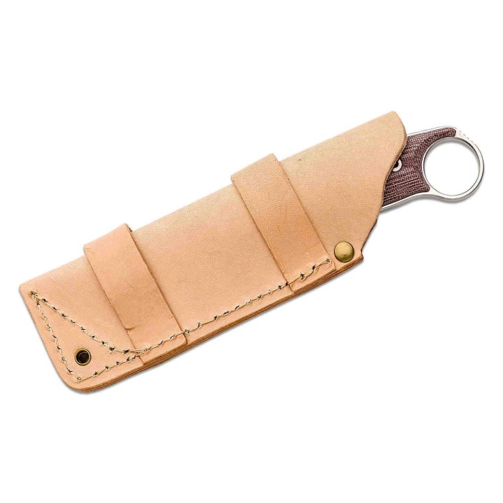 Couteau Real Steel Furrier Skinner Lame Acier N690 Manche Red Micarta Etui Cuir RS3611RM - Livraison Gratuite