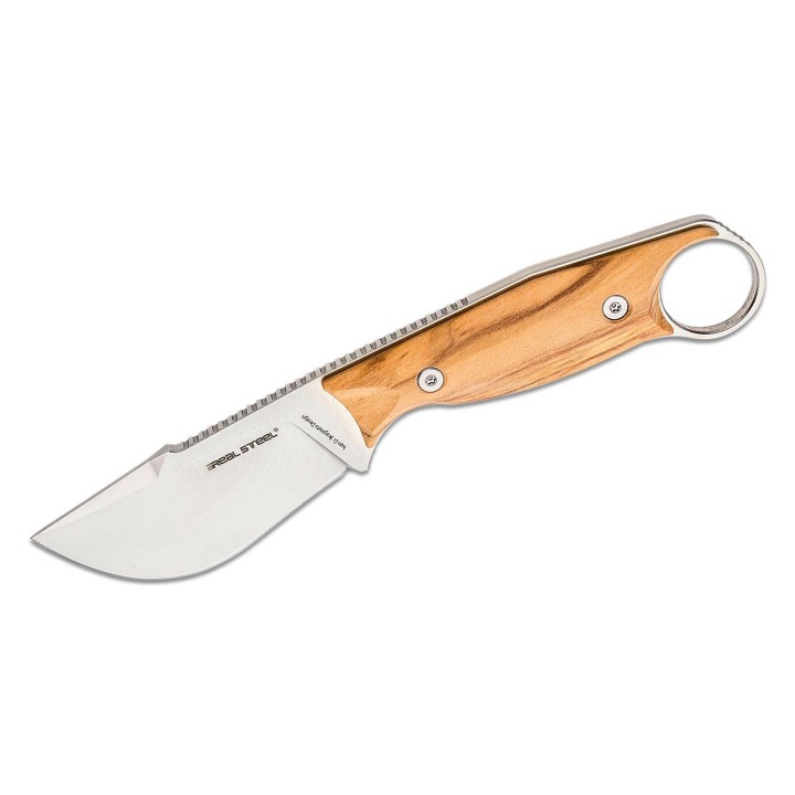Couteau Real Steel Furrier Skinner Lame Acier N690 Manche Olive Wood Etui Cuir RS3611W - Livraison Gratuite