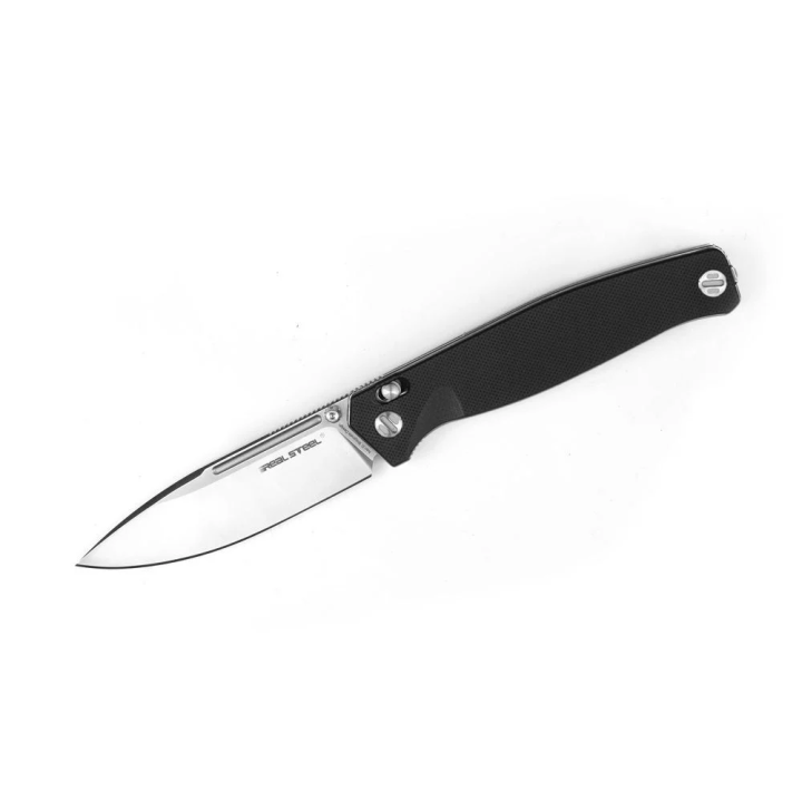 Couteau Real Steel HUGINN Black/Satin Manche G10 Lame Acier VG10 Slide Lock Clip RS7651 - Livraison Gratuite