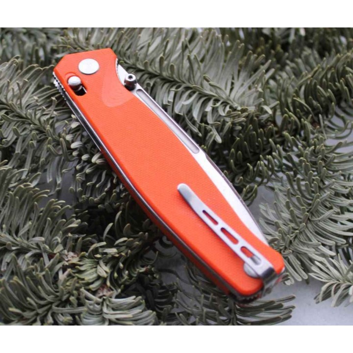 Couteau Real Steel HUGINN Orange/Satin Manche G10 Lame Acier VG10 Slide Lock Clip RS7651OS - Livraison Gratuite