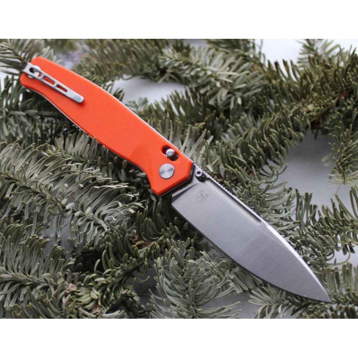 Couteau Real Steel HUGINN Orange/Satin Manche G10 Lame Acier VG10 Slide Lock Clip RS7651OS - Livraison Gratuite