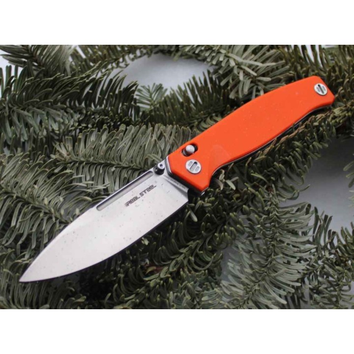 Couteau Real Steel HUGINN Orange/Satin Manche G10 Lame Acier VG10 Slide Lock Clip RS7651OS - Livraison Gratuite