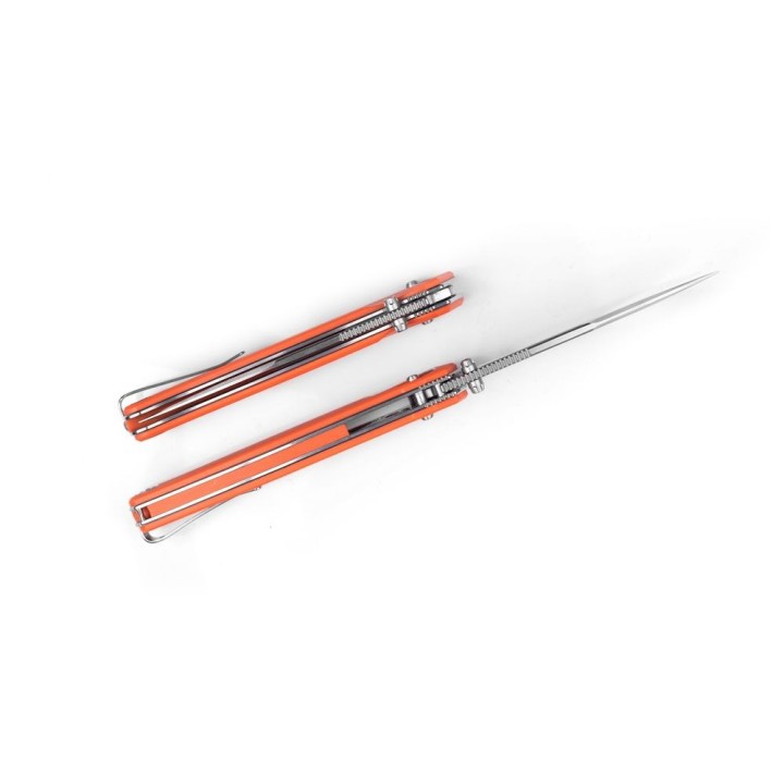 Couteau Real Steel HUGINN Orange/Satin Manche G10 Lame Acier VG10 Slide Lock Clip RS7651OS - Livraison Gratuite