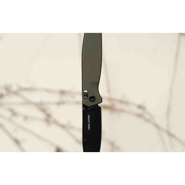 Couteau Real Steel HUGINN Green/Black Manche G10 Lame Acier VG10 Slide Lock Clip RS7652GB - Livraison Gratuite