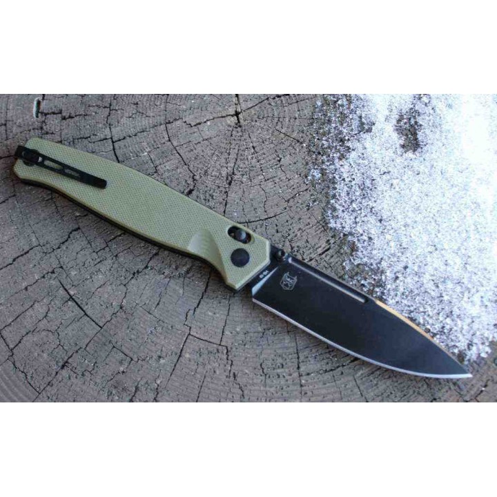 Couteau Real Steel HUGINN Green/Black Manche G10 Lame Acier VG10 Slide Lock Clip RS7652GB - Livraison Gratuite