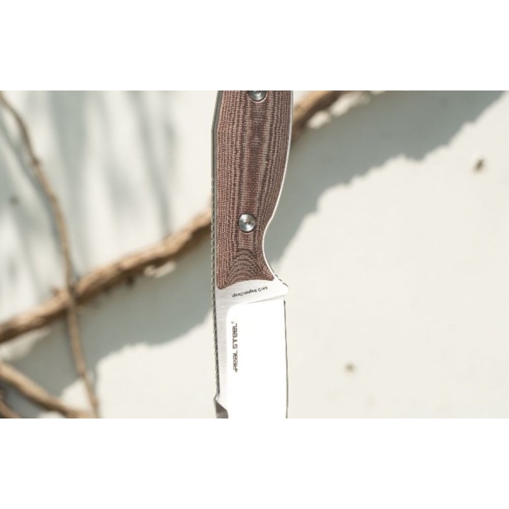 Couteau Real Steel Furrier Harpoon Lame Acier N690 Manche Red Micarta Etui Cuir RS3612RM - Livraison Gratuite