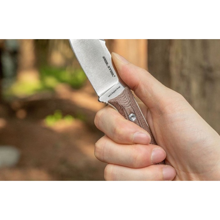 Couteau Real Steel Furrier Harpoon Lame Acier N690 Manche Red Micarta Etui Cuir RS3612RM - Livraison Gratuite