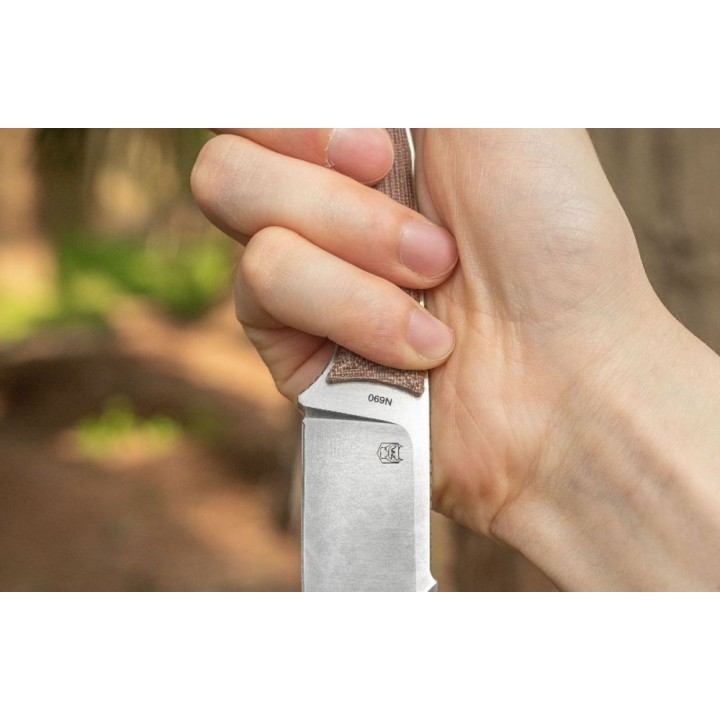 Couteau Real Steel Furrier Harpoon Lame Acier N690 Manche Red Micarta Etui Cuir RS3612RM - Livraison Gratuite