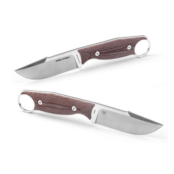Couteau Real Steel Furrier Harpoon Lame Acier N690 Manche Red Micarta Etui Cuir RS3612RM - Livraison Gratuite