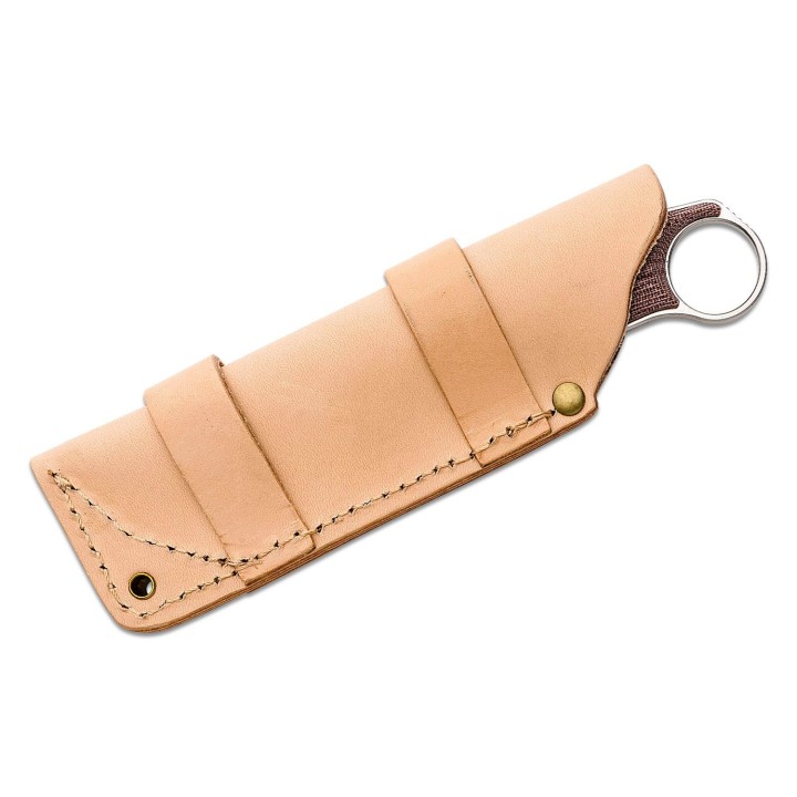 Couteau Real Steel Furrier Harpoon Lame Acier N690 Manche Red Micarta Etui Cuir RS3612RM - Livraison Gratuite