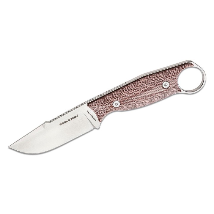 Couteau Real Steel Furrier Harpoon Lame Acier N690 Manche Red Micarta Etui Cuir RS3612RM - Livraison Gratuite