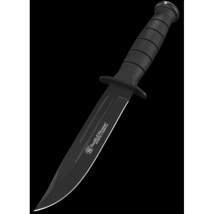 Couteau Smith&Wesson Search & Rescue Lame Acier 7Cr17MoV Manche Caoutchouc Etui Nylon+Pierre SWSUR2CP - Livraison Gratuite