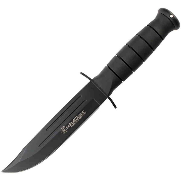 Couteau Smith&Wesson Search & Rescue Lame Acier 7Cr17MoV Manche Caoutchouc Etui Nylon+Pierre SWSUR2CP - Livraison Gratuite
