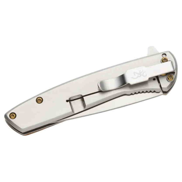 Couteau Browning Nine Mile A/O Lame Acier D2 Manche Burl Wood Framelock Clip BR0470 - Livraison Gratuite
