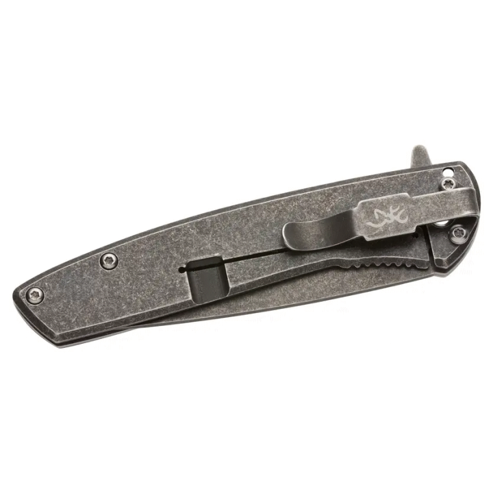 ﻿Couteau Browning Nine Mile A/O Lame Acier D2 Manche Ebony Wood Framelock Clip BR0471 - Livraison Gratuite