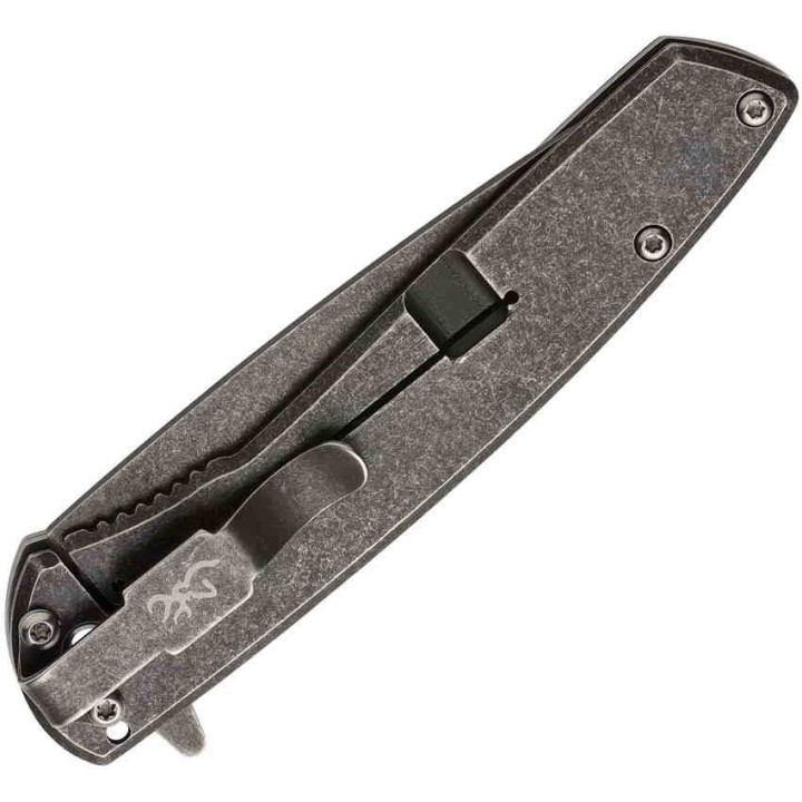 ﻿Couteau Browning Nine Mile A/O Lame Acier D2 Manche Ebony Wood Framelock Clip BR0471 - Livraison Gratuite