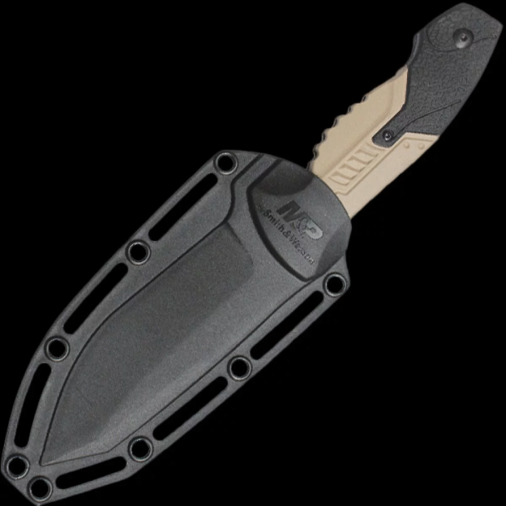 Couteau Tactical Smith&Wesson M&P Lame Acier 8Cr13MoV Manche Aluminium Etui Nylon SWMPF2CSCP - Livraison Gratuite