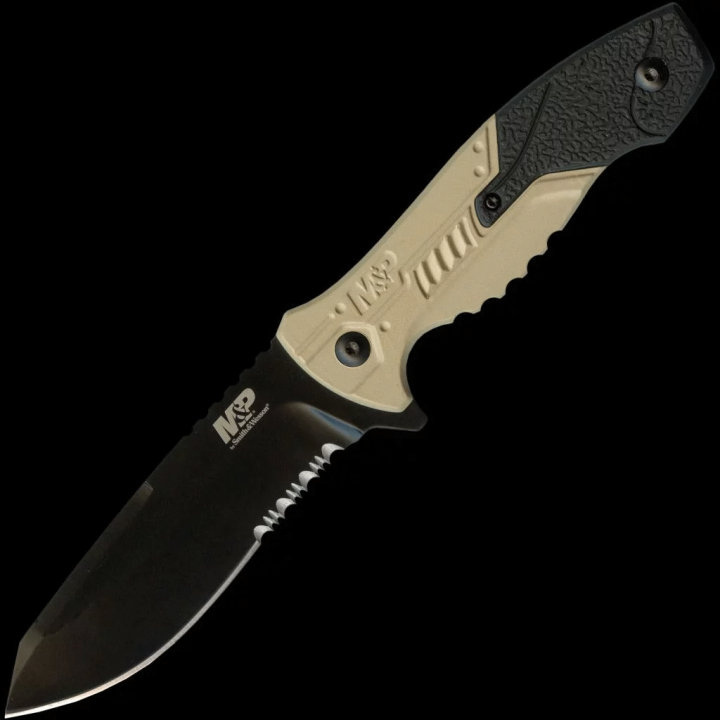 Couteau Tactical Smith&Wesson M&P Lame Acier 8Cr13MoV Manche Aluminium Etui Nylon SWMPF2CSCP - Livraison Gratuite
